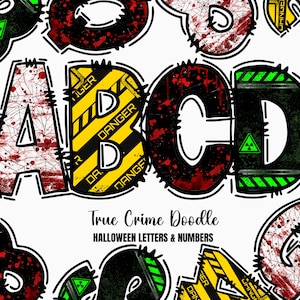 Alphabet numérique True Crime Halloween Alpha Doodle - PNG, lettres et chiffres