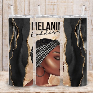 Digital Black Girl Melanin Goddess 20oz Tumbler Wrap - Luxury  Fashion Girl Tumbler Wrap - PNG Sublimation 300 dpi