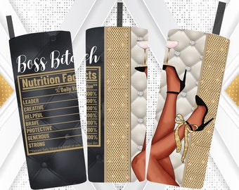 Glam Fashion Girl Tumbler Wrap – 20oz Skinny Tumbler Design (PNG Digital Download)