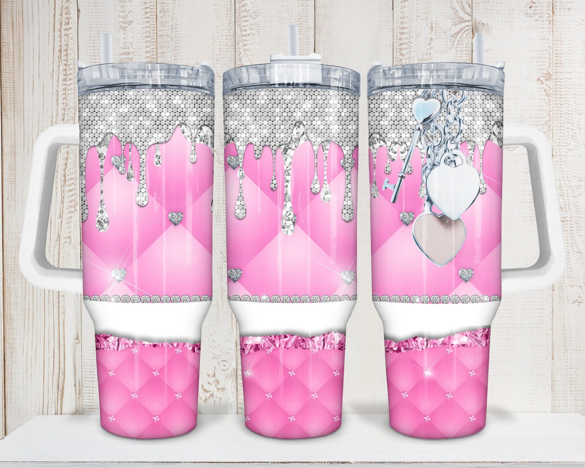 Gobelet bling-bling clouté en strass 40oz lueur dans le noir avec poignée Gobelets bling-bling en strass imprimé vache GITD à la mode