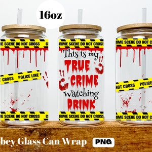 Digital Jar Glass Can 16oz True Crime Wrap - PNG Glass Sublimation