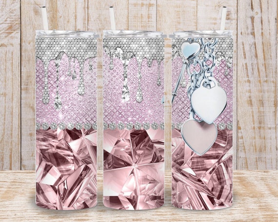 Digital Pink Bling Glam 20oz Tumbler Wrap - PNG Sublimation 300 dpi