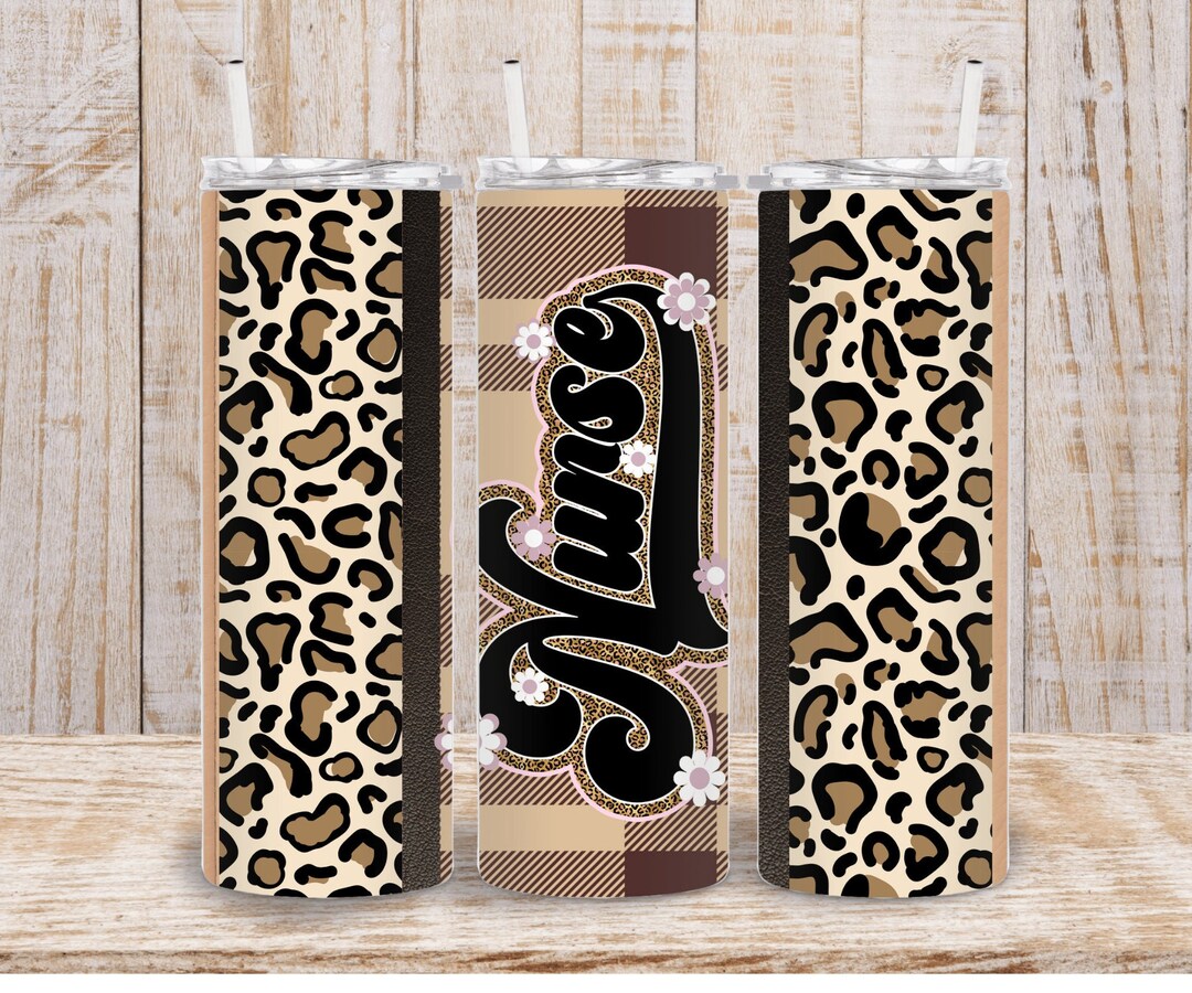 Digital Nurse Leopard Print 20oz Tumbler Wrap - PNG Sublimation Design ...