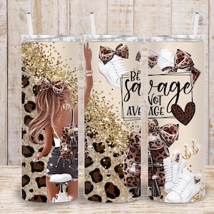 Emballage numérique léopard pour verre, 20 oz - sublimation PNG - emballage motivant pour verre