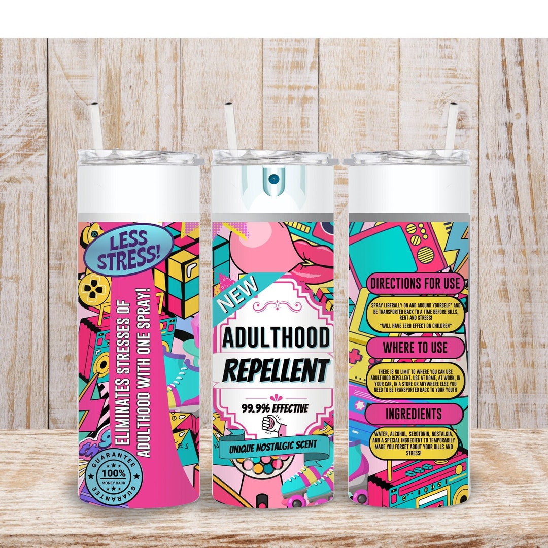 Digital Adulthood Be Gone Spray Bottle 20oz Tumbler Wrap 20oz PNG