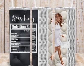Glam Boss Lady Tumbler Wrap – Luxury Chain, Fashion Girl (PNG Digital Download)