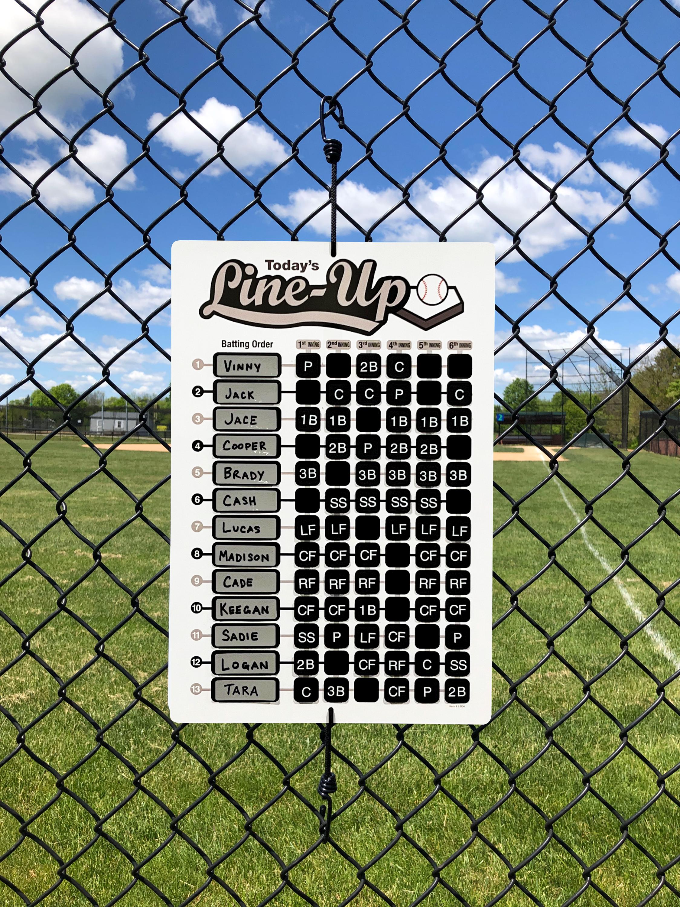 Baseball Lineup Board - Aluminum Team Management Board With 13 Player Name Plates