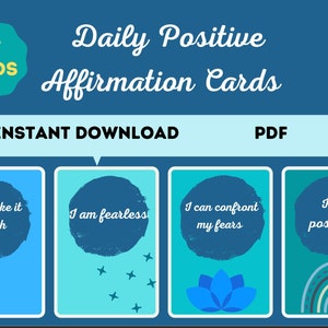Tarjetas de Afirmación Positiva, Tonos fríos, Herramientas de Salud Mental, Depresión, Ansiedad, Oficina del Terapeuta, Consejero Escolar (DESCARGA DIGITAL)