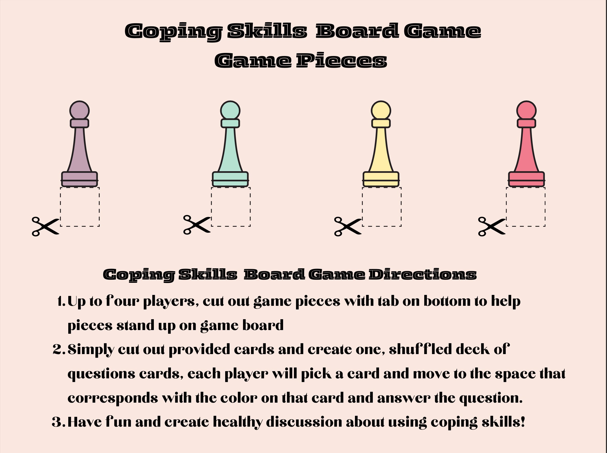 Learning Coping Skills Board Game Mental Health Game Coping Etsy