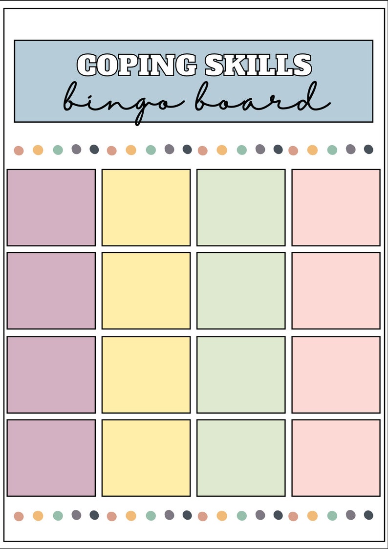 Coping Skills Bingo, Mental Health Game, Anxiety, Depression, DIGITAL