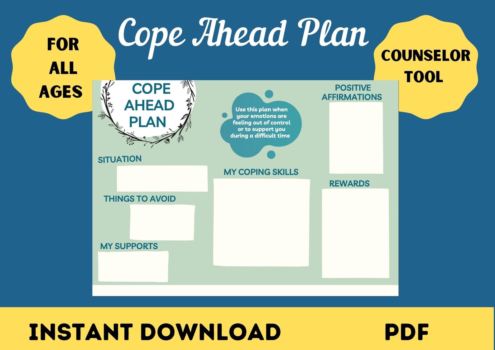 Cope Ahead Plan Mental Health Printable Therapist Etsy Cope Ahead Plan Mental Health Printable Therapist Etsy