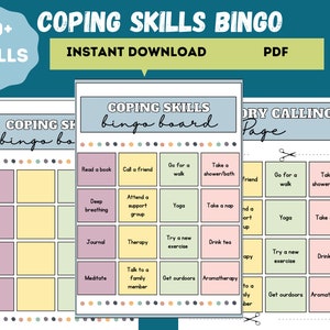Coping Skills Bingo, Mental Health Game, Anxiety, Depression, DIGITAL DOWNLOAD