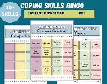 Coping Skills Bingo, Mental Health Game, Anxiety, Depression, DIGITAL DOWNLOAD