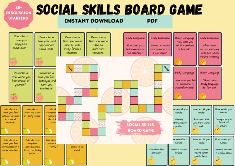 Social Skills Board Game, Mental Health, Group Therapy Activity