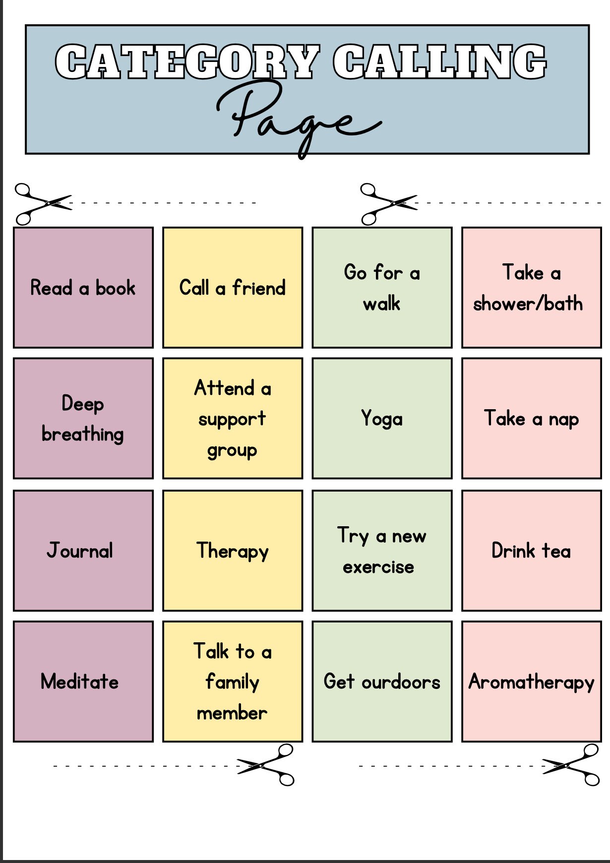 Coping Skills Bingo, Mental Health Game, Anxiety, Depression, DIGITAL