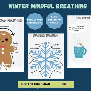 Ejercicios de respiración consciente, temática invernal, habilidades sociales, terapia de grupo, habilidades para la ansiedad, habilidades para la depresión, actividad de salud mental