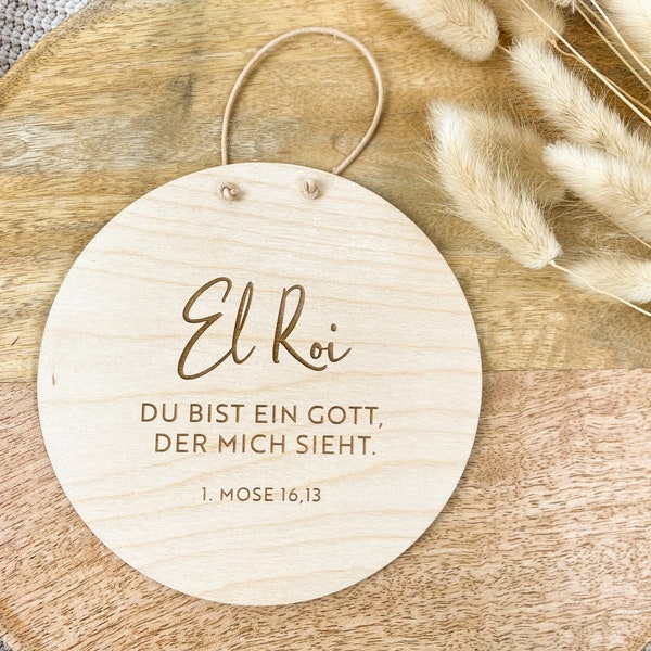 Holzschild Jahreslosung 2023 | „El Roi - Du bist ein Gott, der mich sieht“ | 1. Mose 16,13