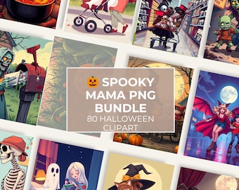 Spooky Mama Halloween Clipart Bundle | Vintage Ghost PNG (Digital Download)