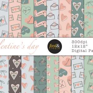 Love Digital Papers, Printable Paper, Cute Digital Paper, Scrapbook Pattern Paper, Love Paper, Romantic Papers Pack 01