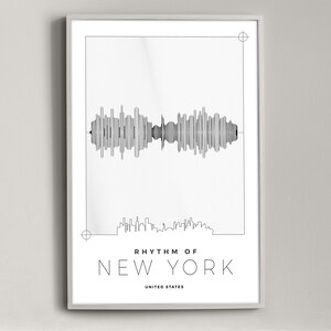 City Silhouette, New York Sound Wave, New York Print, New York Silhouette, New York Digital Minimal Poster, New York Printable Poster