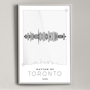 City Silhouette, Toronto Sound Wave, Toronto Print, Toronto Silhouette, Toronto Digital Minimal Poster, Toronto Printable Poster