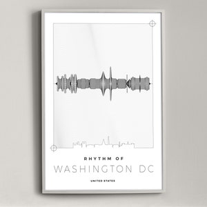 City Silhouette, Washington DC Sound Wave, Washington DC Print, Washington DC Silhouette, Affiche minimale numérique, Affiche imprimable