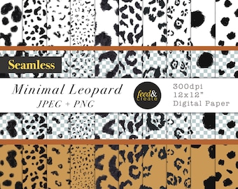 Minimal Leopard Seamless Digital Papers, Seamless Printable Paper, Background Pattern, Scrapbook Pattern Paper, Papers Pack