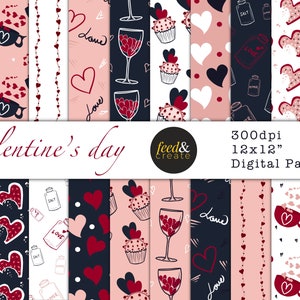 Love Seamless Digital Papers, Printable Paper, Cute Digital Paper, Scrapbook Pattern Paper, Love Paper, Romantic Papers Pack 04