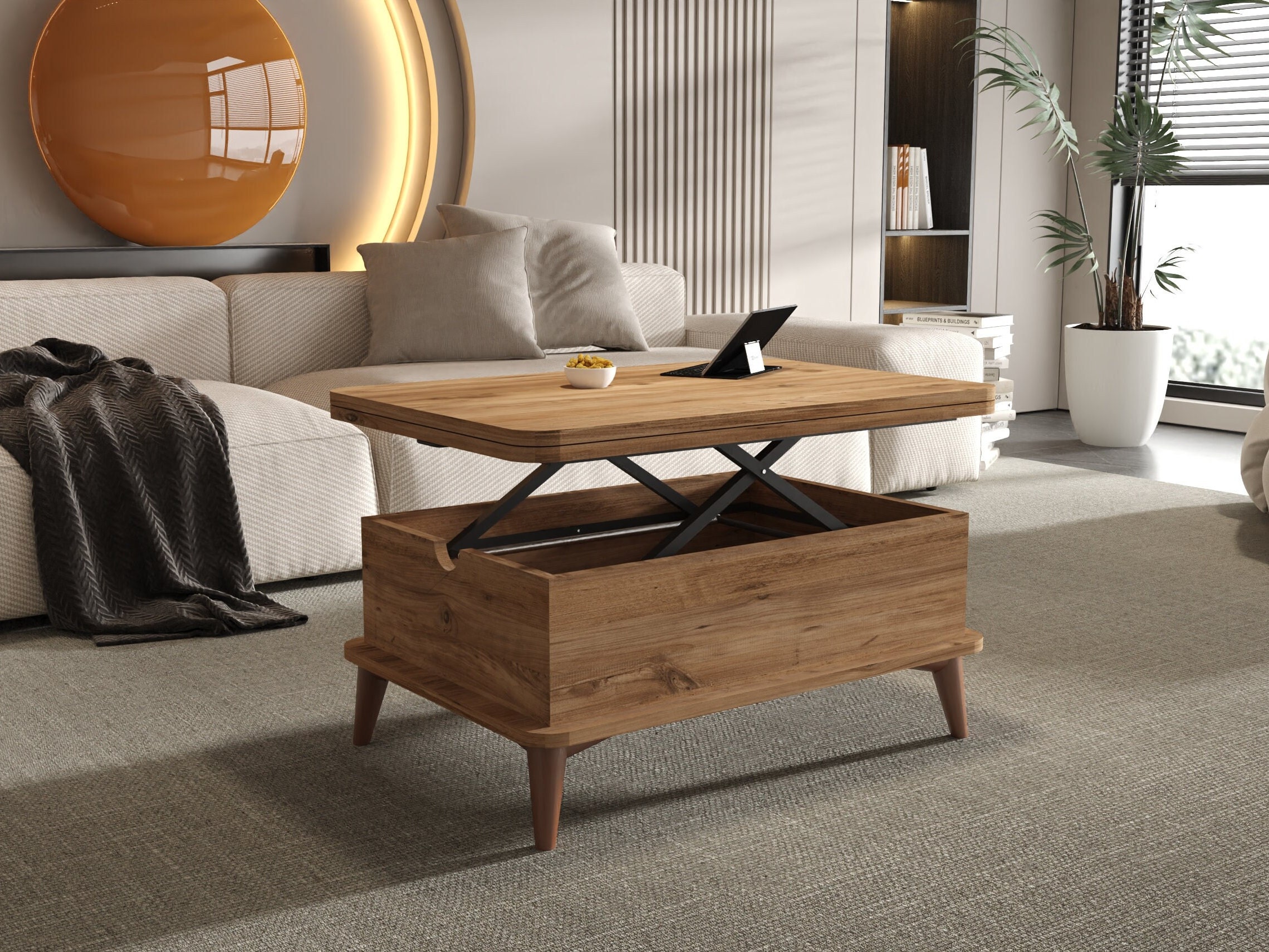 Walnut Lift Top Coffee Table 6 in 1 Extendable Coffeee Etsy UK