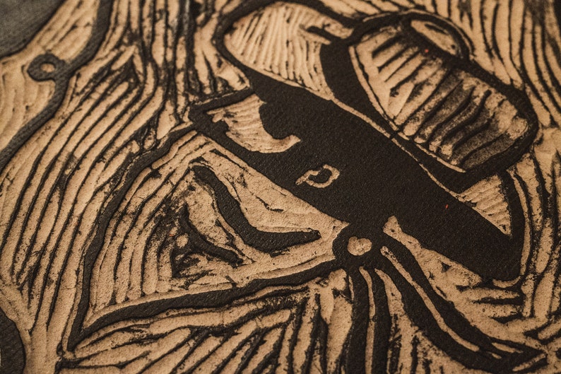 Rodeo Rag in Yellow / Linoleum Block Print / Handmade Western Art / Cowboy Bandana / Masculine Accessories / Quality Handmade Goods bild 4