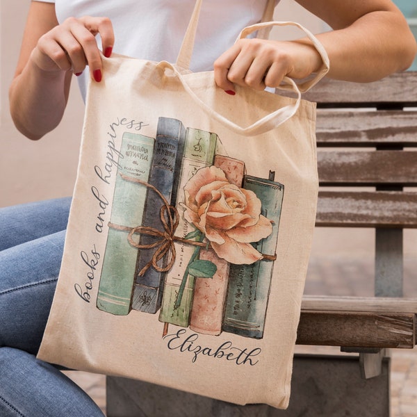 Cute Tote Bag-Personalized Tote Bag- Tote Bag Aesthetic-Books Tote Bag-Reusable Tote Bag-Canvas Tote Bag-Tote Bag with Zipper-Large Tote Bag