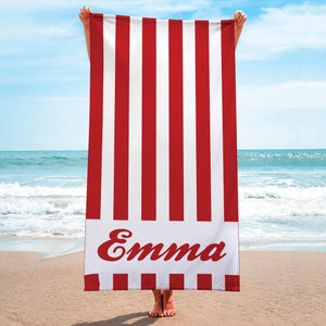 Striped Beach Towels-Stripe Print Beach Towel-Personalized Beach Towel-Custom Name Beach Towel-Star Print Beach Towel-Bride Beach Towel