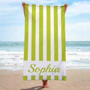 Striped Beach Towels-Stripe Print Beach Towel-Personalized Beach Towel-Custom Name Beach Towel-Stripe Print Beach Towel-Bride Beach Towel