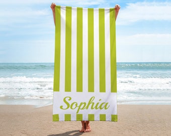 Striped Beach Towels-Stripe Print Beach Towel-Personalized Beach Towel-Custom Name Beach Towel-Stripe Print Beach Towel-Bride Beach Towel