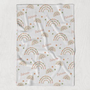 Rainbow Baby-Baby Name Blanket-Personalized Kids Blanket-Boho Rainbow Blanket-Kids Blanket with Name-Baby Girl Blanket-Custom Name Blanket