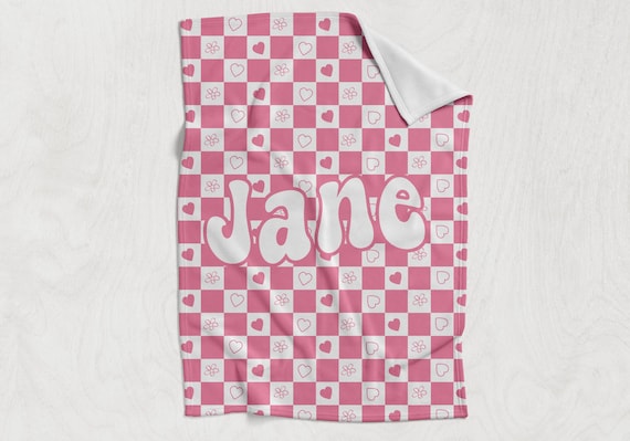 Checkered Custom Name Blanket - Checkered Personalized Blanket - Kid Personalized Phrase Checkerboard - Birthday Gift for Kids - Retro Style