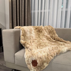 Personalized Luxurious Throw Blanket, Faux Rabbit Fur Blanket, 50"x60"  Custom Patch Faux Fur Blanket, Ultra Soft and Plush Faux Fur Blanket