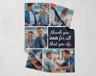 Father's Day Photo Blanket Custom-Personalized Picture Blanket-Photo Collage Blanket-Custom Memory Blanket-Father's Day Gift-Gift from Son