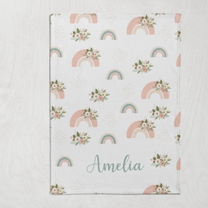Baby Name Blanket-Rainbow Baby-Personalized Kids Blanket-Boho Rainbow Blanket-Kids Blanket with Name-Baby Girl Blanket-Custom Name Blanket
