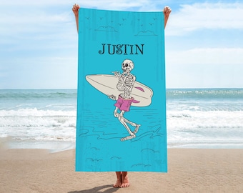 30" X 60" Inch Personalized Beach Pool Towel Skull & Crossbones Design NEW 