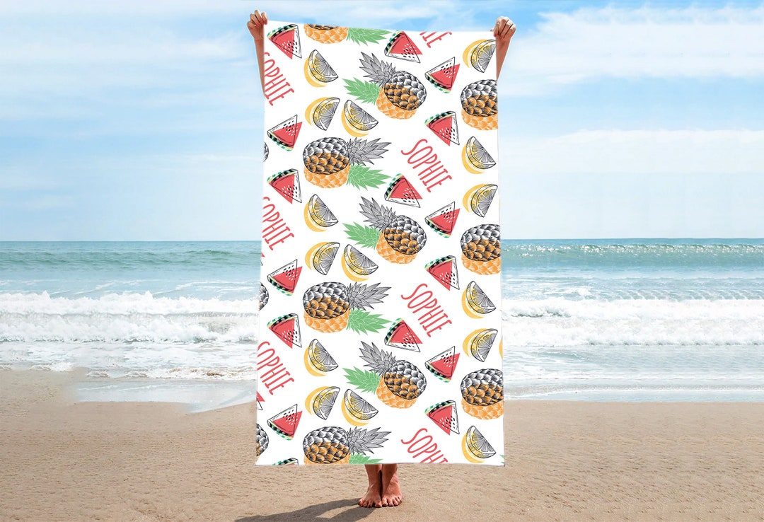 Custom Beach Towelpineapple Beach Towelpersonalized Beach Etsy