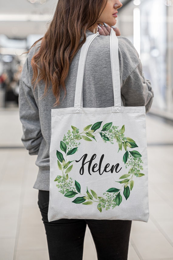 Couple Name Tote Bag-personalized Wreath Tote Bag-tote Bag-canvas