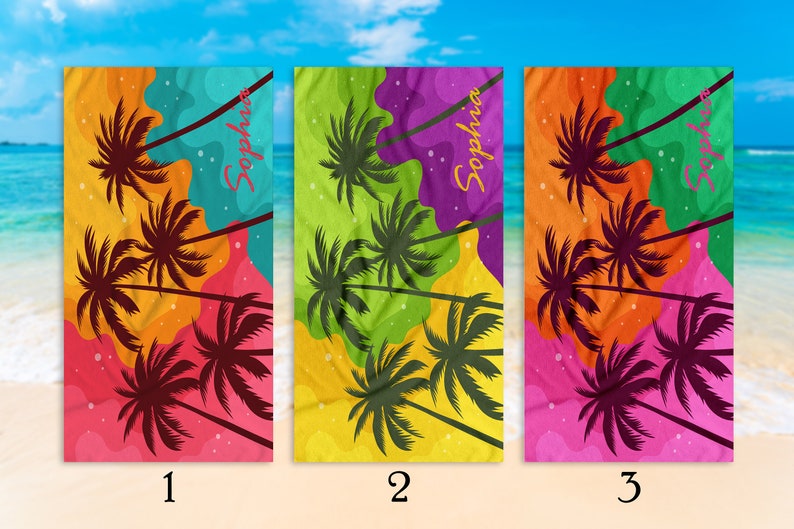 Beach Towels-Custom Beach Towel-Personalized Beach Towel-Custom Name Beach Towels-Palm Tree Beach Towel-Custom Pool Towel-Bride Beach Towel image 6