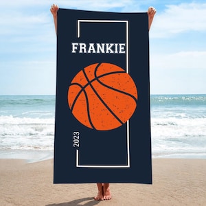 Custom Sports Beach Towel-Personalized Beach Towel-Basketball Coach Gift-Basketball Player Beach Towel-Sports Towel-Basketball Beach Towels