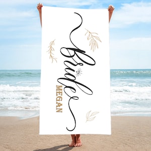 Bachelorette Party Beach Towels-Bride Beach Towel-Personalized Beach Towel-Custom Name Beach Towel-Bridesmaid Gift-Bridesmaid Beach Towel