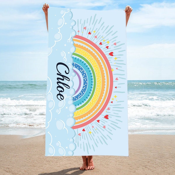 Rainbow Beach Towel Etsy