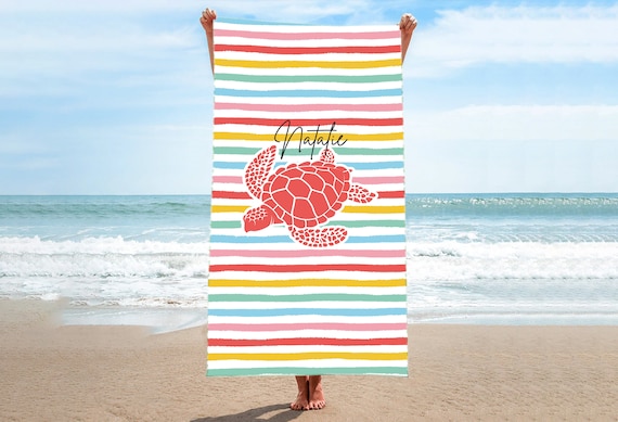 Personalized Beach Towel-Sea Turtle Beach Towel-Sea Design Beach Towel-Custom Name Beach Towel-Beach Towel with Name-Custom Pool Towel