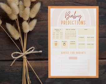 Baby Shower Prediction Card, Gender Neutral Game (Printable Canva Template)
