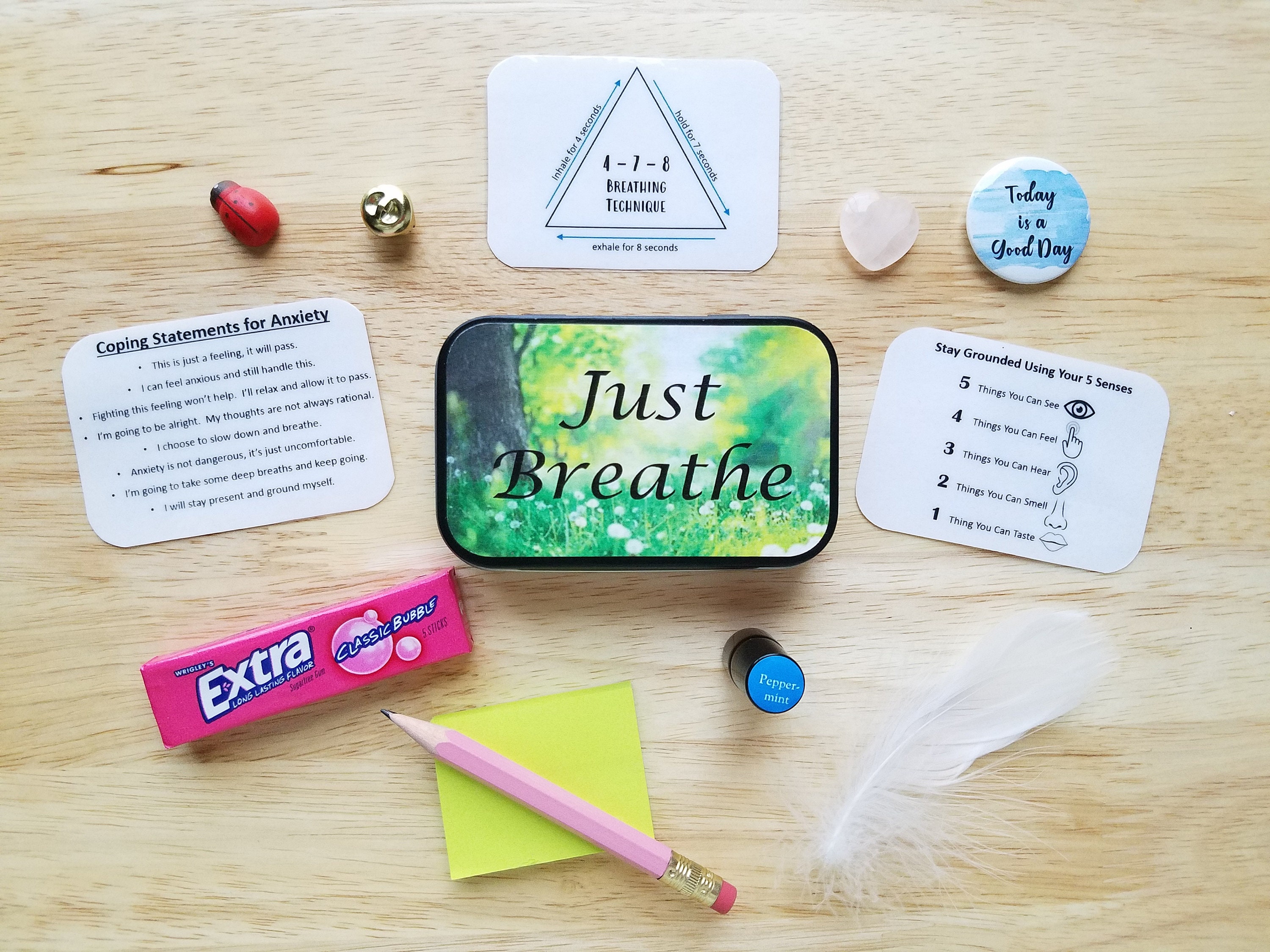 Mini Calm Down Kit, Coping Skills Toolbox, Mindful Grounding Technique,  Panic Anxiety Stress Relief Gift, Self-care Gift, Just Breathe -  Israel
