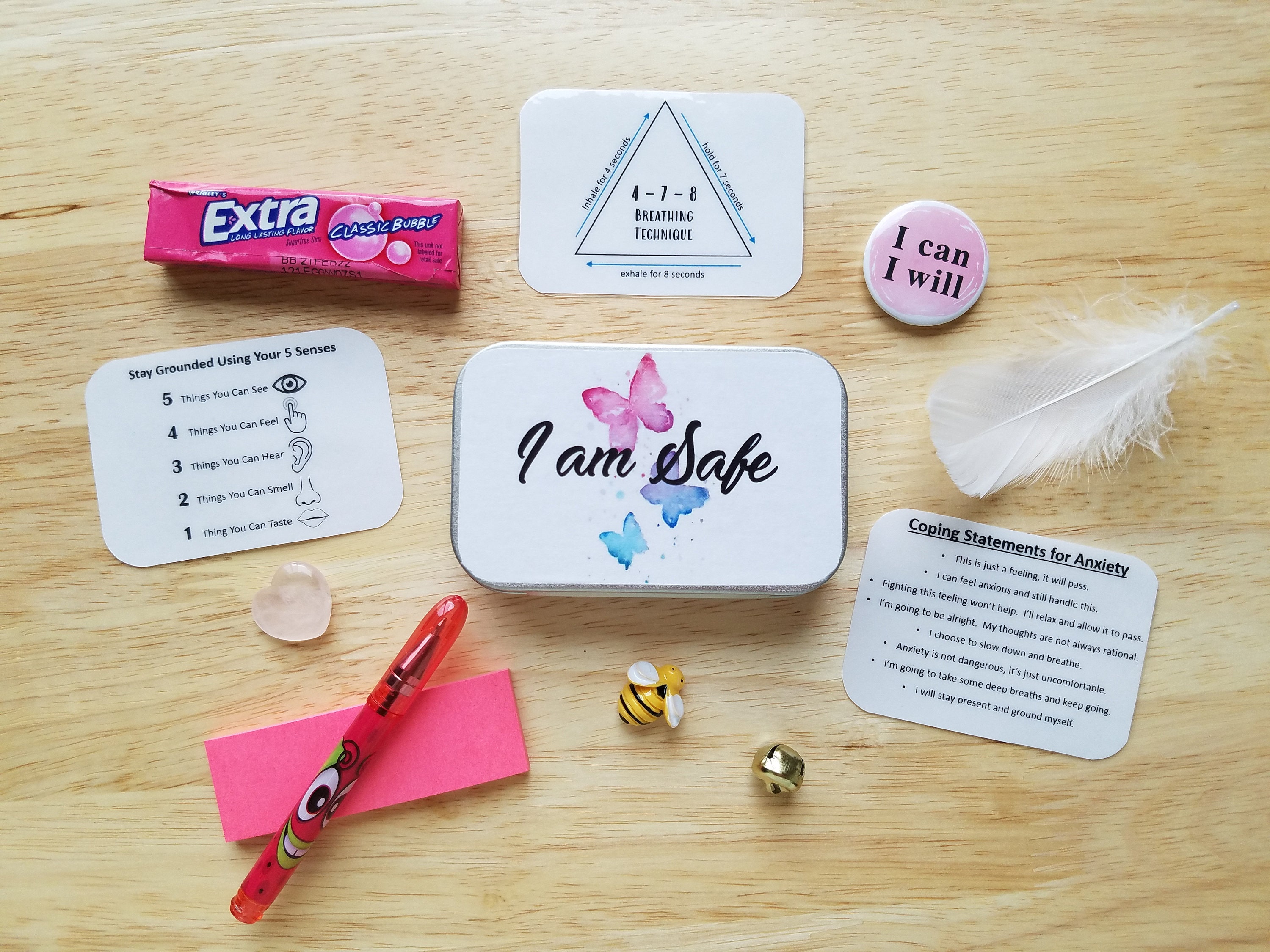 Mini Calm Down Kit for Teens, Coping Skills Box, Mindful Grounding  Technique, Panic Anxiety Stress Relief Gift, Self-care Gift, I Am Safe -   Singapore